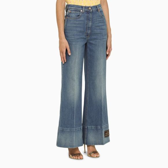 Gucci Blue Flared Jeans With Patch - Picture 3 of 5